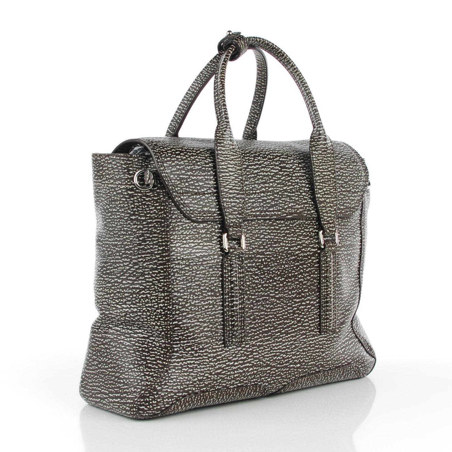 3.1 Textured Calfskin Large Pashli Satchel Black Cream