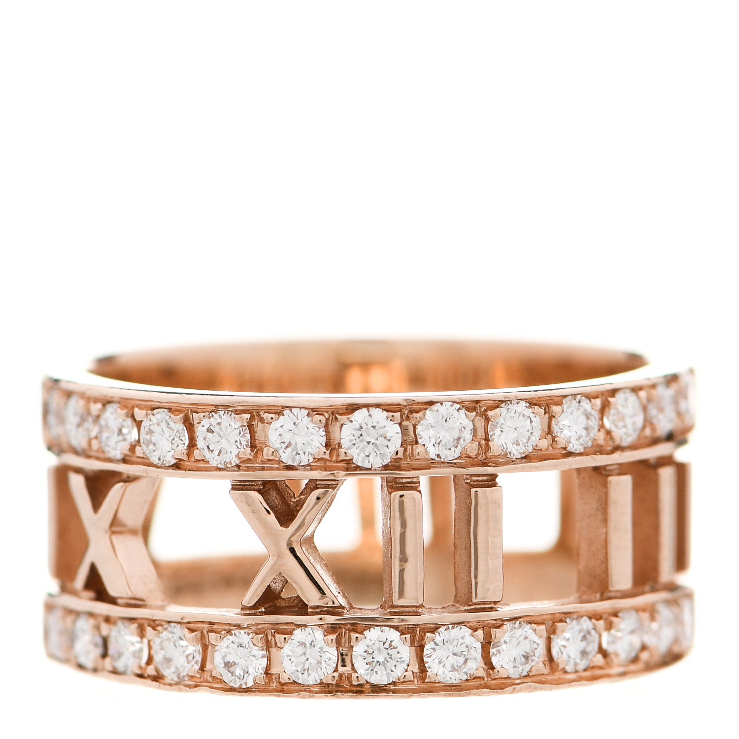 Tiffany 18K Rose Gold Diamond Wide Atlas Open Ring 50 5.25 1 of 4