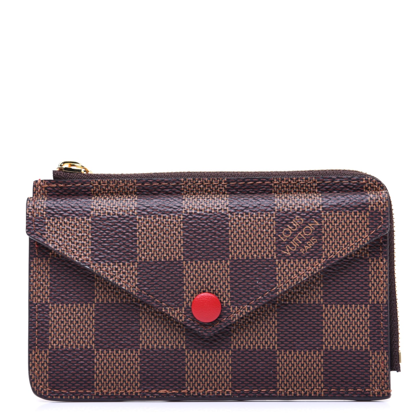 Damier Ebene Recto Verso Card Holder Red