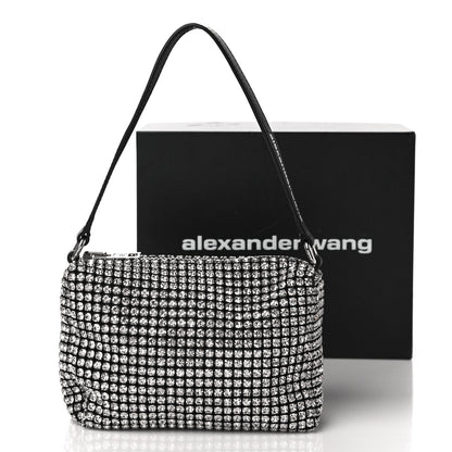 Alexander Wang Mesh Crystal Rhinestone Mini Heiress Pouch Black Silver 11 of 11