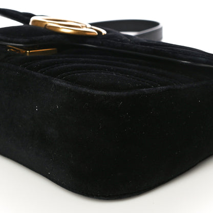 Gucci Velvet Matelasse Mini GG Marmont Shoulder Bag Black 9 of 23