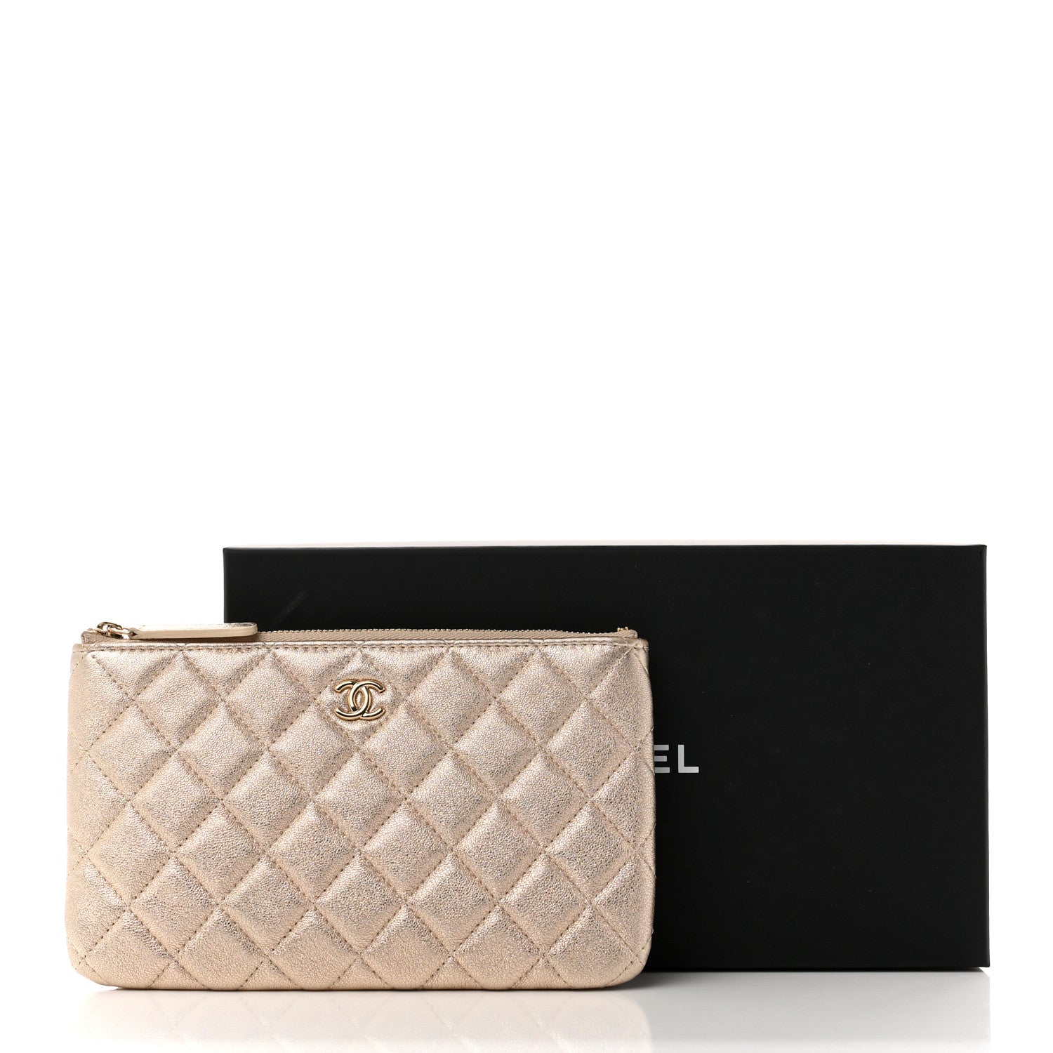 Chanel Metallic Lambskin Quilted Cosmetic Case Gold 8 of 8