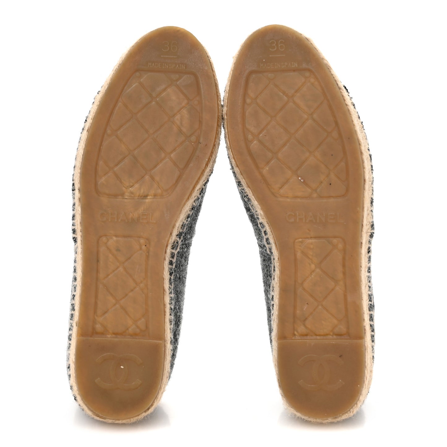Tweed Velvet CC Espadrilles 36 Grey Black