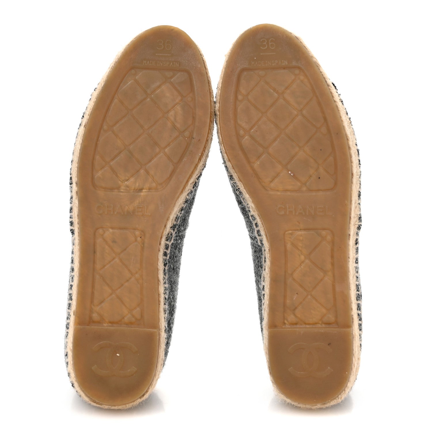 Chanel Tweed Velvet CC Espadrilles 36 Grey Black 6 of 10
