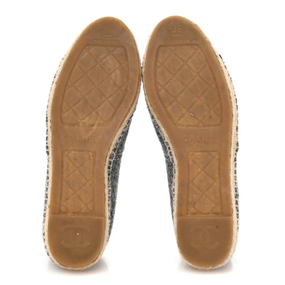 Chanel Tweed Velvet CC Espadrilles 36 Grey Black 6 of 10