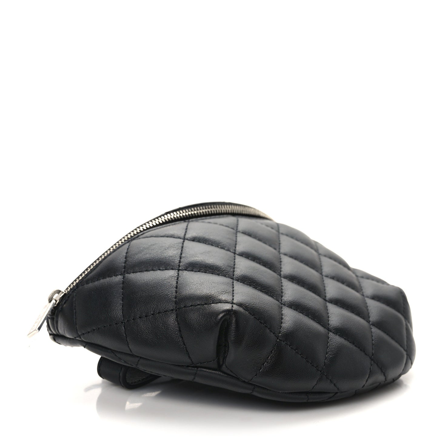 Calfskin Quilted Waist Belt Bag Black