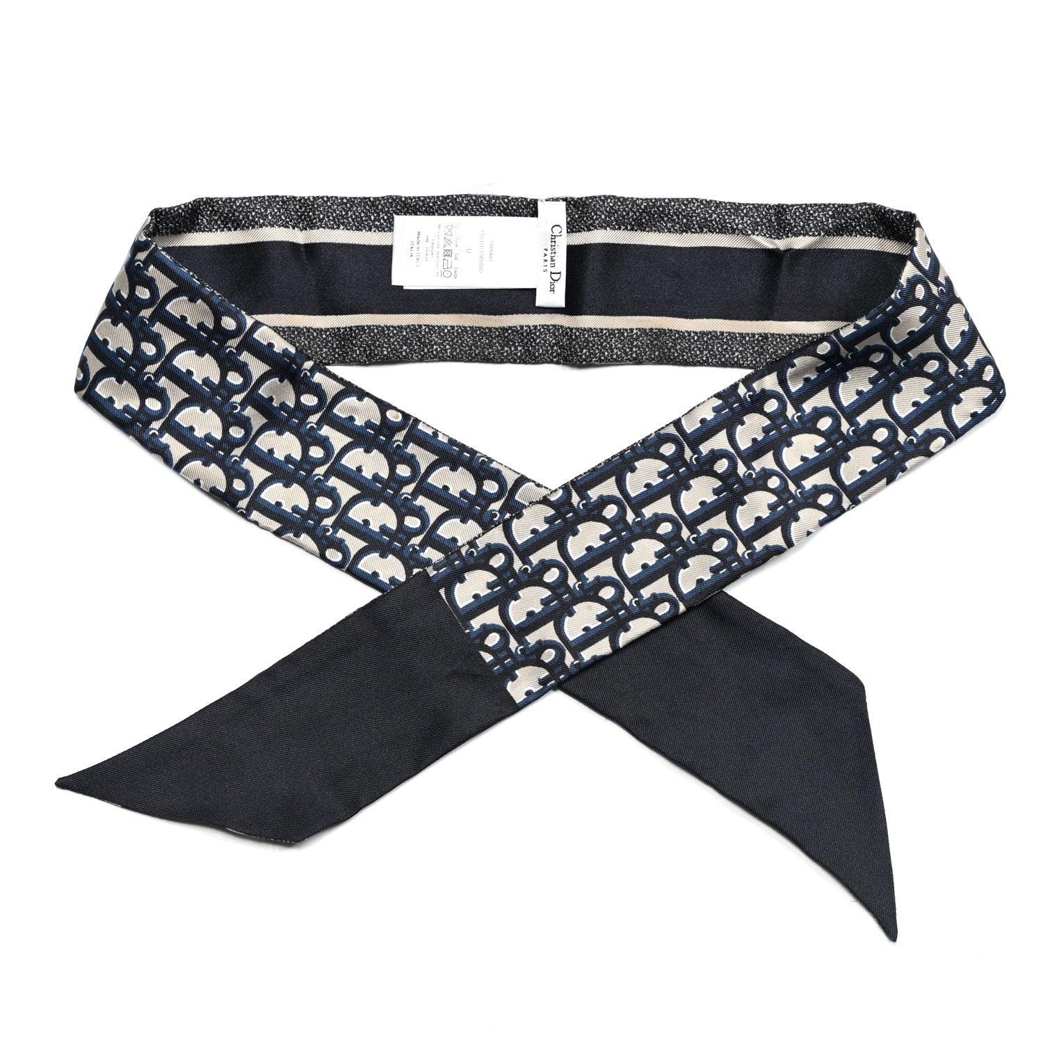 Christian Dior Silk Oblique Mitzah Scarf Blue 1 of 4
