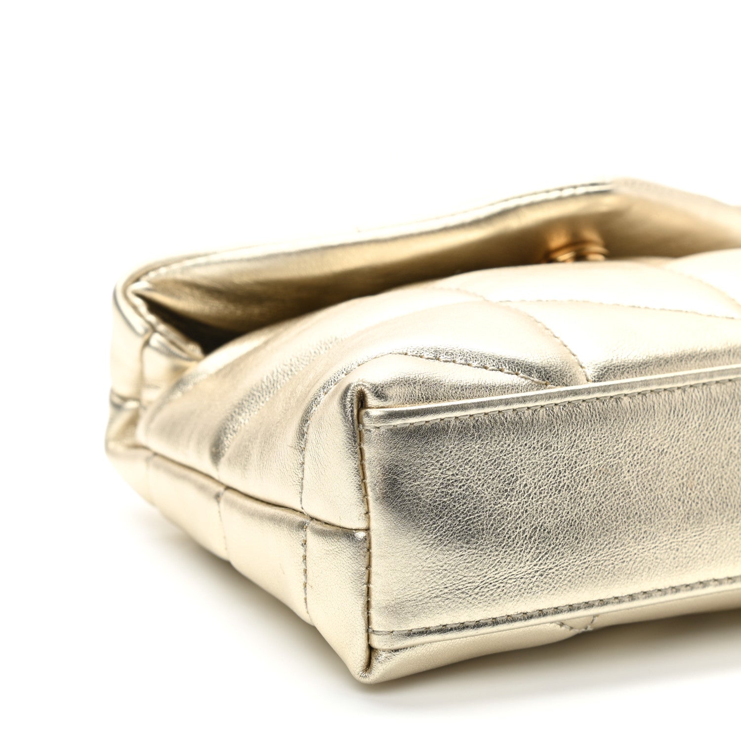 Saint Laurent Metallic Lambskin Monogram Loulou Puffer Pouch Clutch Gold 8 of 9