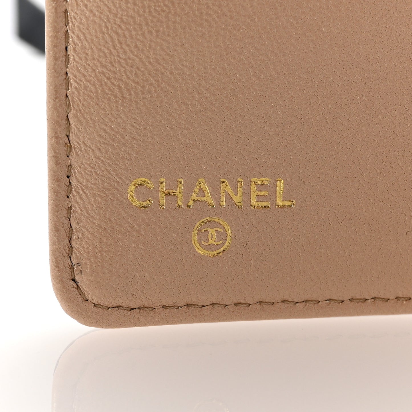 Lambskin Camellia Embossed Yen Wallet Black