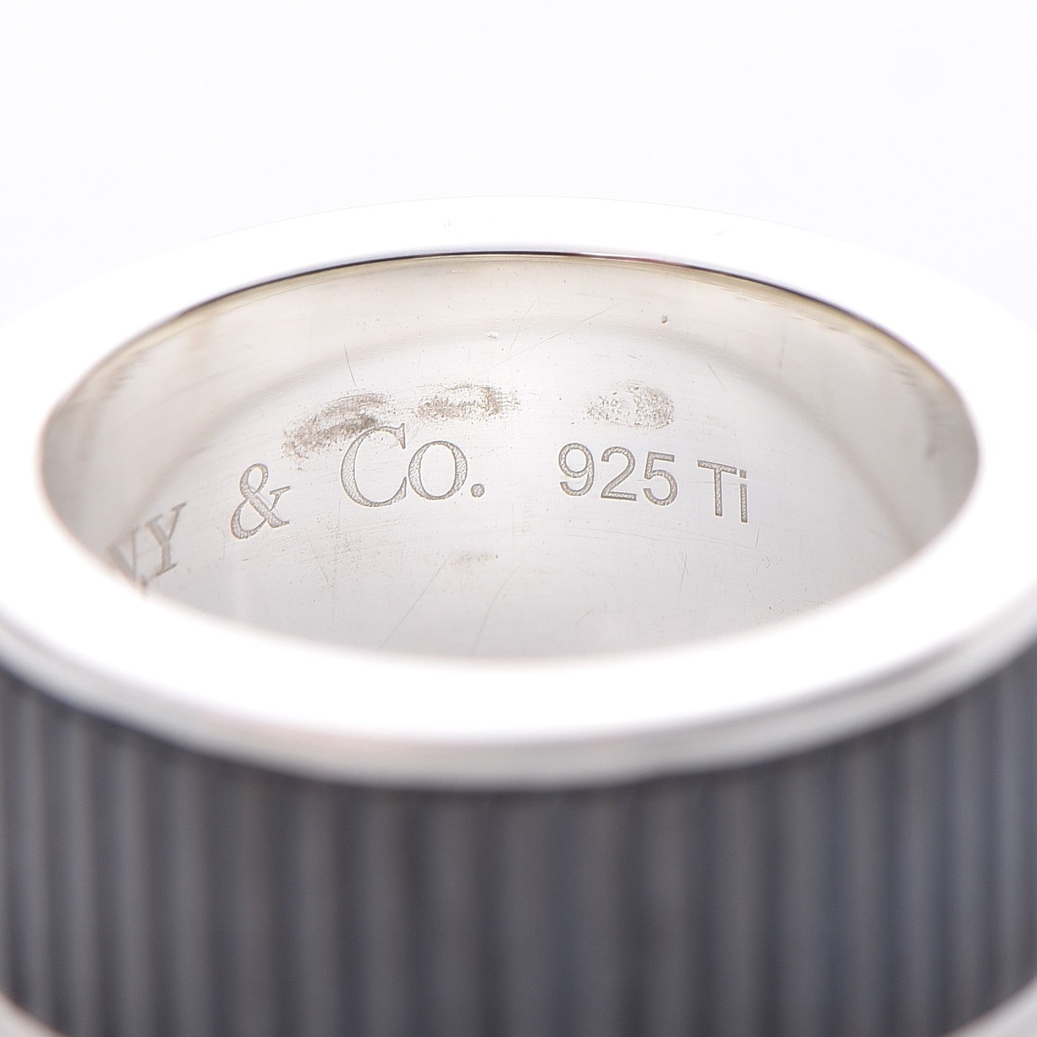 Tiffany Sterling Silver 9mm Titanium Coin Edge Ring 5.75 6 of 7