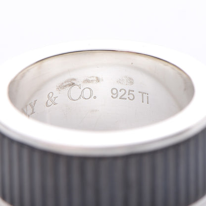 Tiffany Sterling Silver 9mm Titanium Coin Edge Ring 5.75 6 of 7