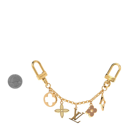 Louis Vuitton Brass Enamel Fleur De Monogram Bag Charm Chain Gold 2 of 3