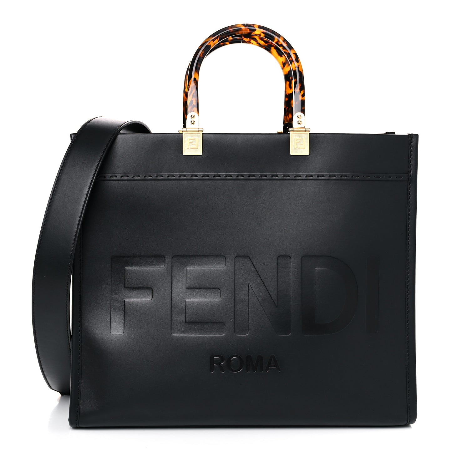 Vitello King Plexiglass Medium Fendi Sunshine Shopper Tote Black
