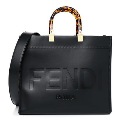Fendi Vitello King Plexiglass Medium Fendi Sunshine Shopper Tote Black 1 of 18