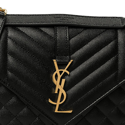 Saint Laurent Grain De Poudre Textured Mixed Matelasse Triquilt Medium Monogram Satchel Black 9 of 11
