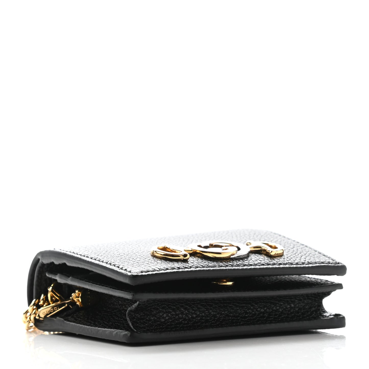 Grainy Calfskin Zumi Card Case Wallet Black