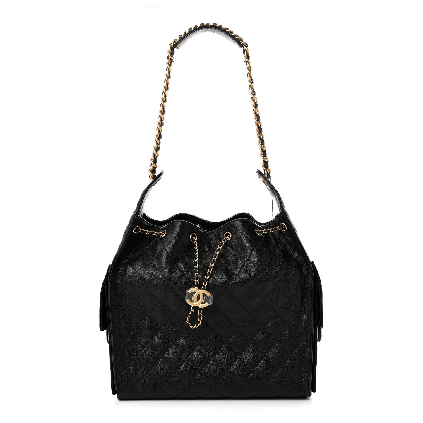 Caviar Quilted Medium Chanel 25 Handbag Black