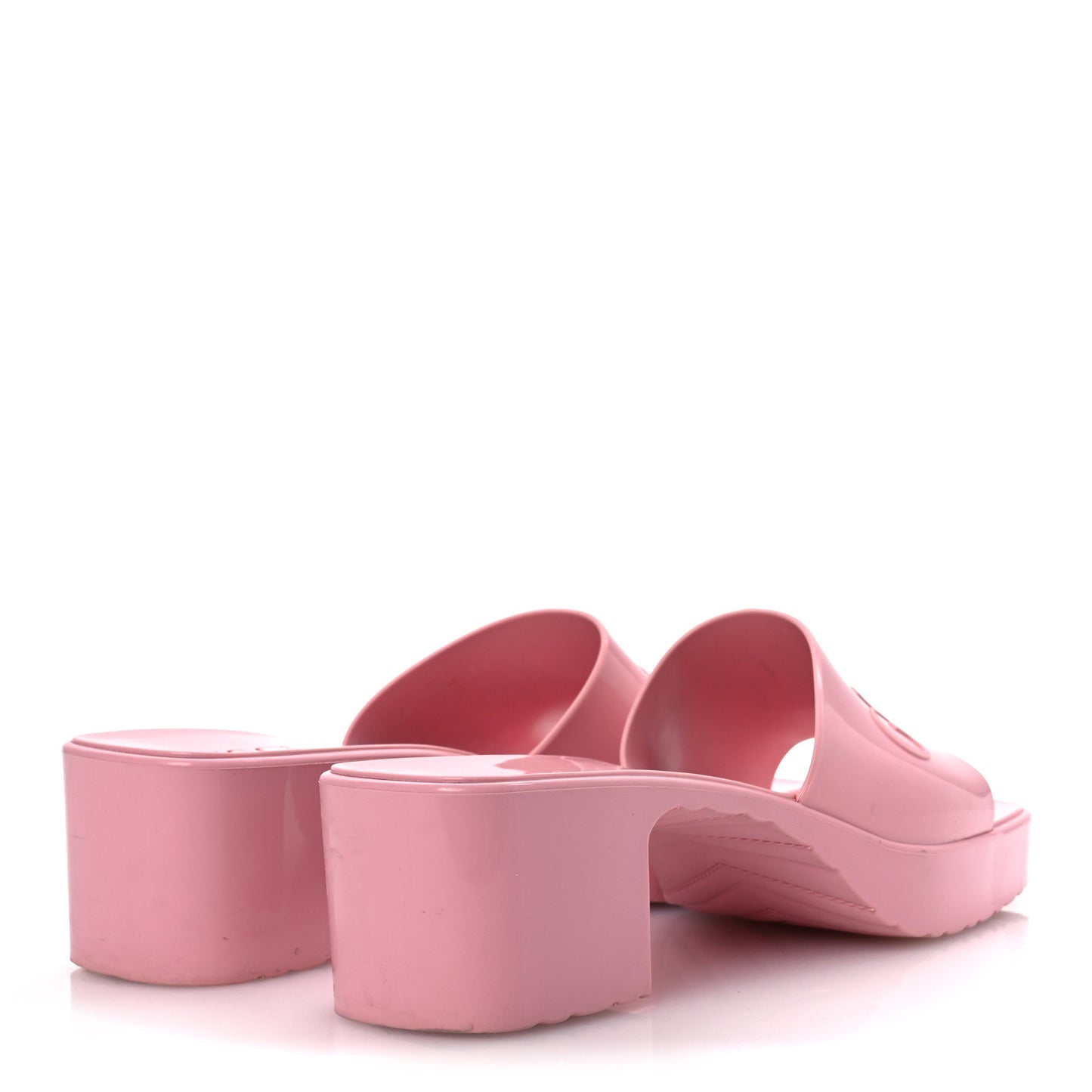Rubber Gucci Logo Womens Platform 20/60mm Slide Sandals 38 Wild Rose