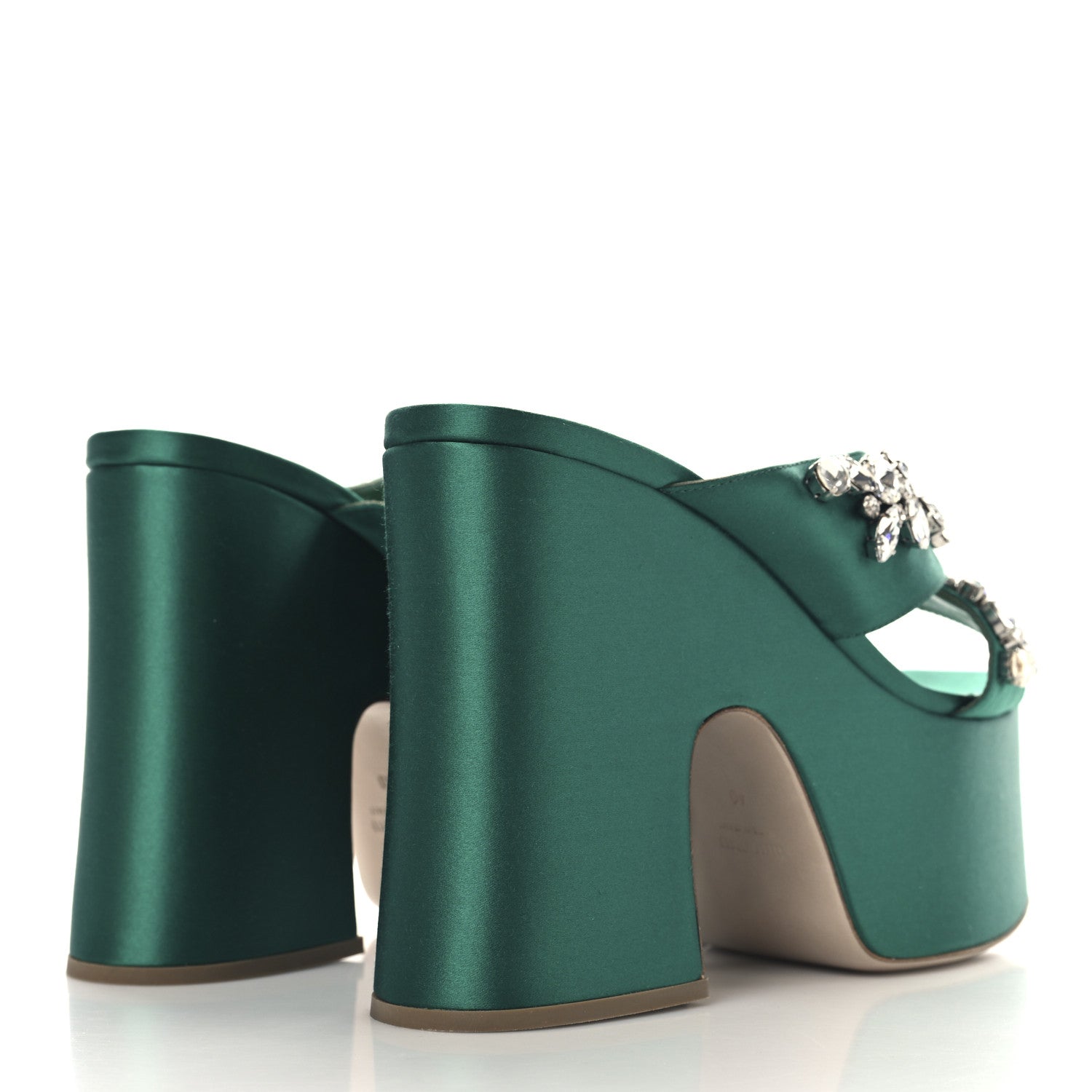 Miu Miu Satin Platform Sandals 40 Green 4 of 9