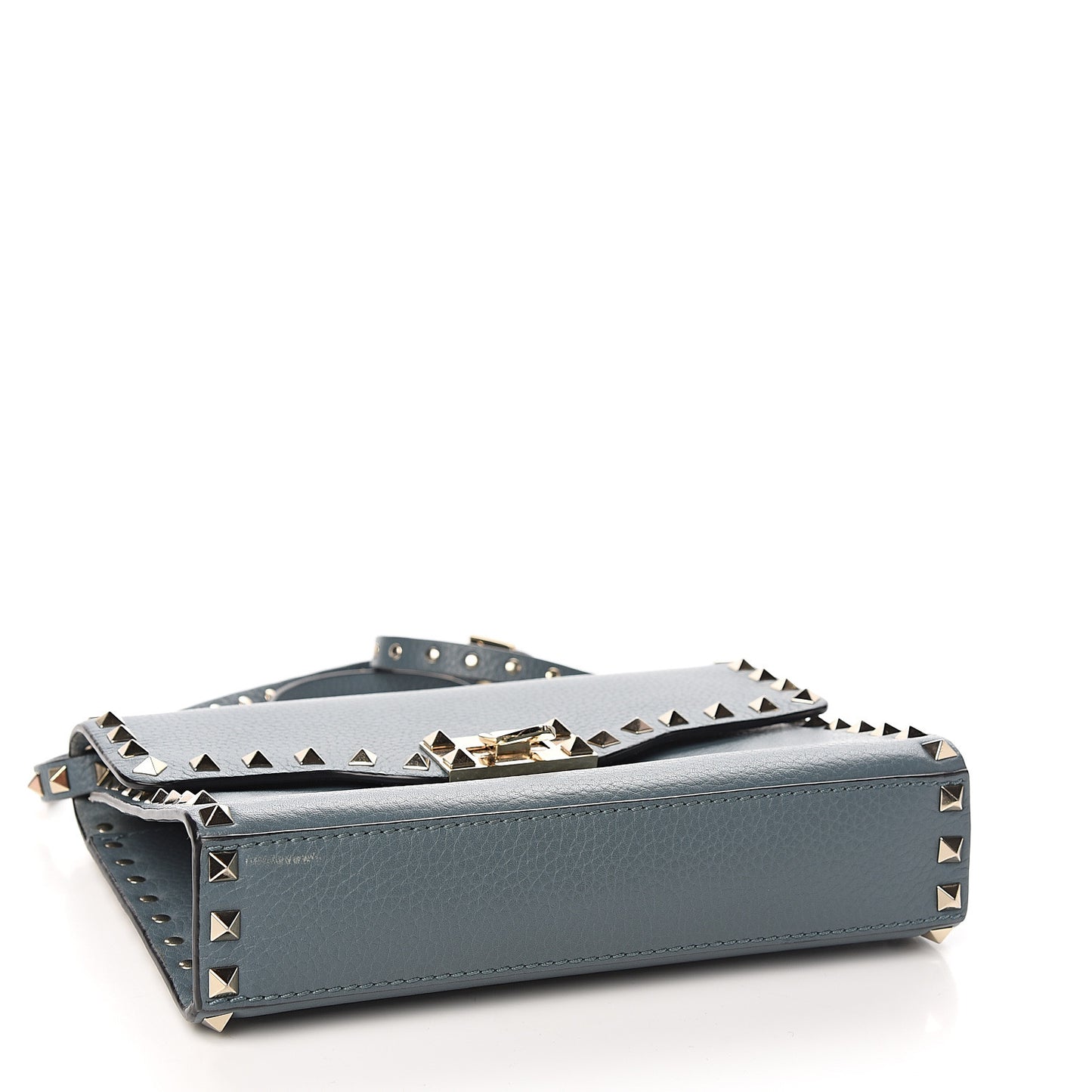 Pebbled Calfskin Medium Rockstud Flip Lock Crossbody Bag Sarcelle