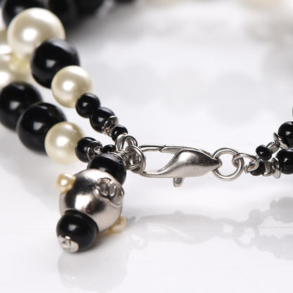 Chanel Pearl Bead CC Bracelet Black White 4 of 6