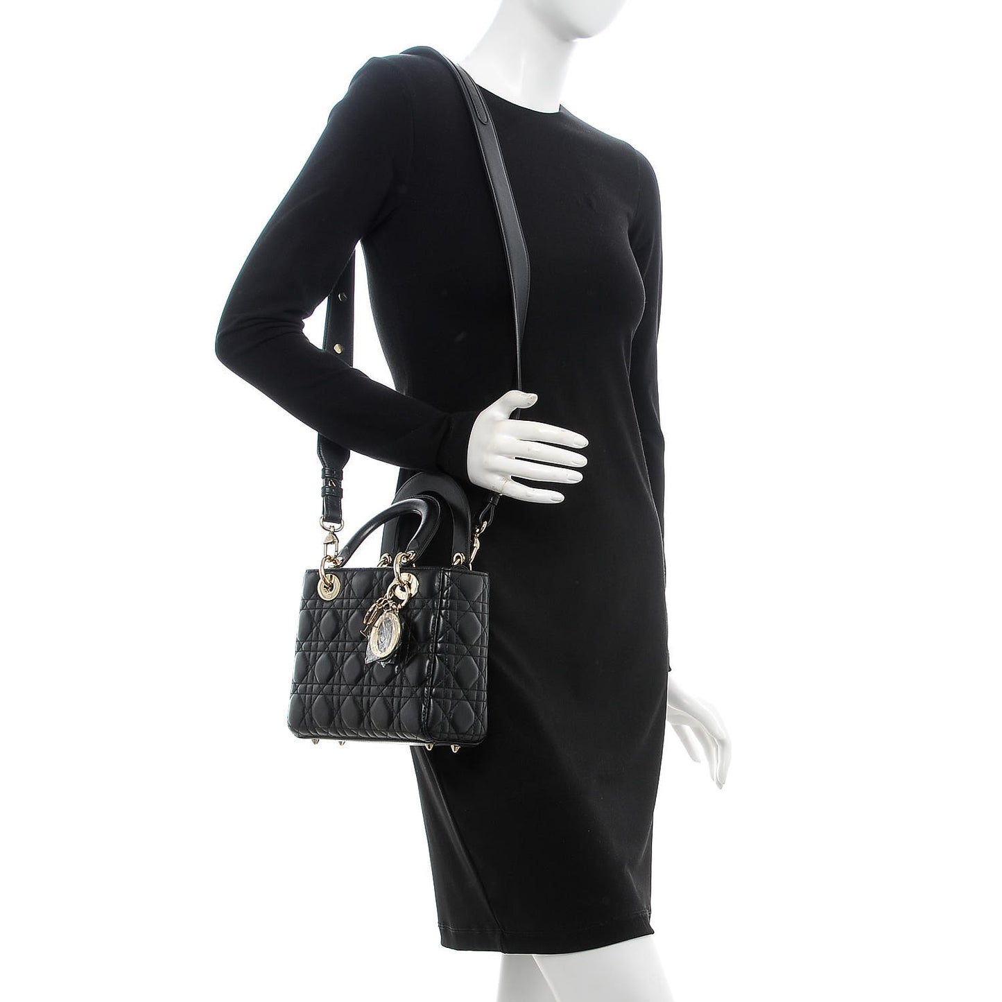 Lambskin Cannage Small Lucky Badges My Lady Dior Black