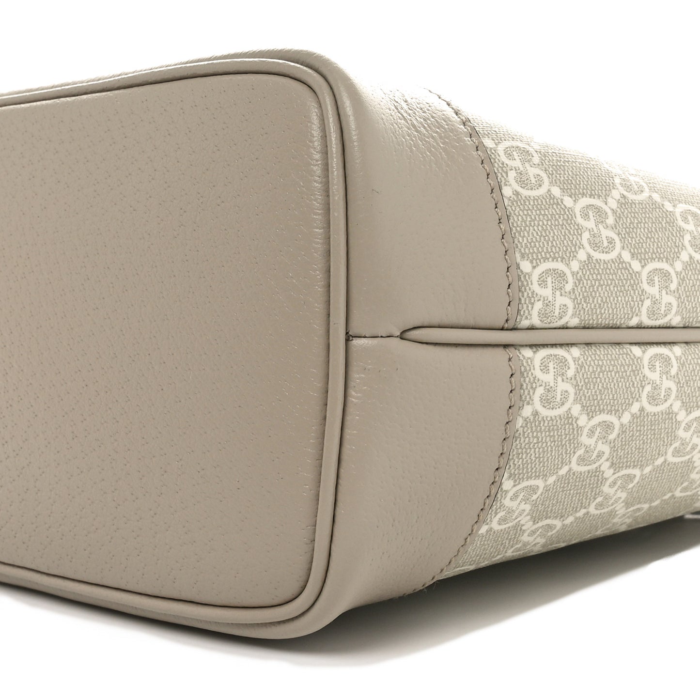 GG Supreme Monogram Textured Dollar Calfskin Small Ophidia Shoulder Tote Bag Beige Mystic White Oatmeal