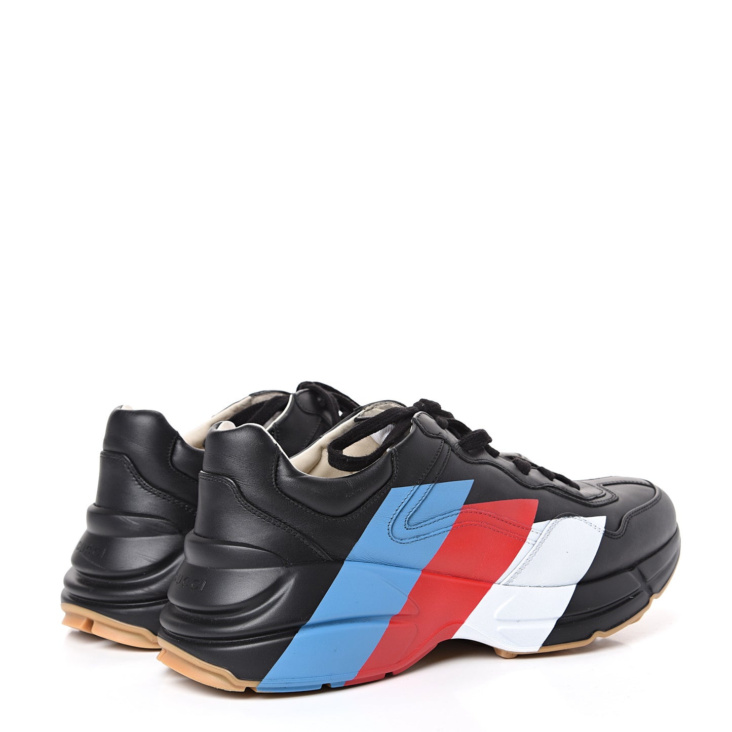 Calfskin Web Printed Mens Rhyton Sneakers 8 Black