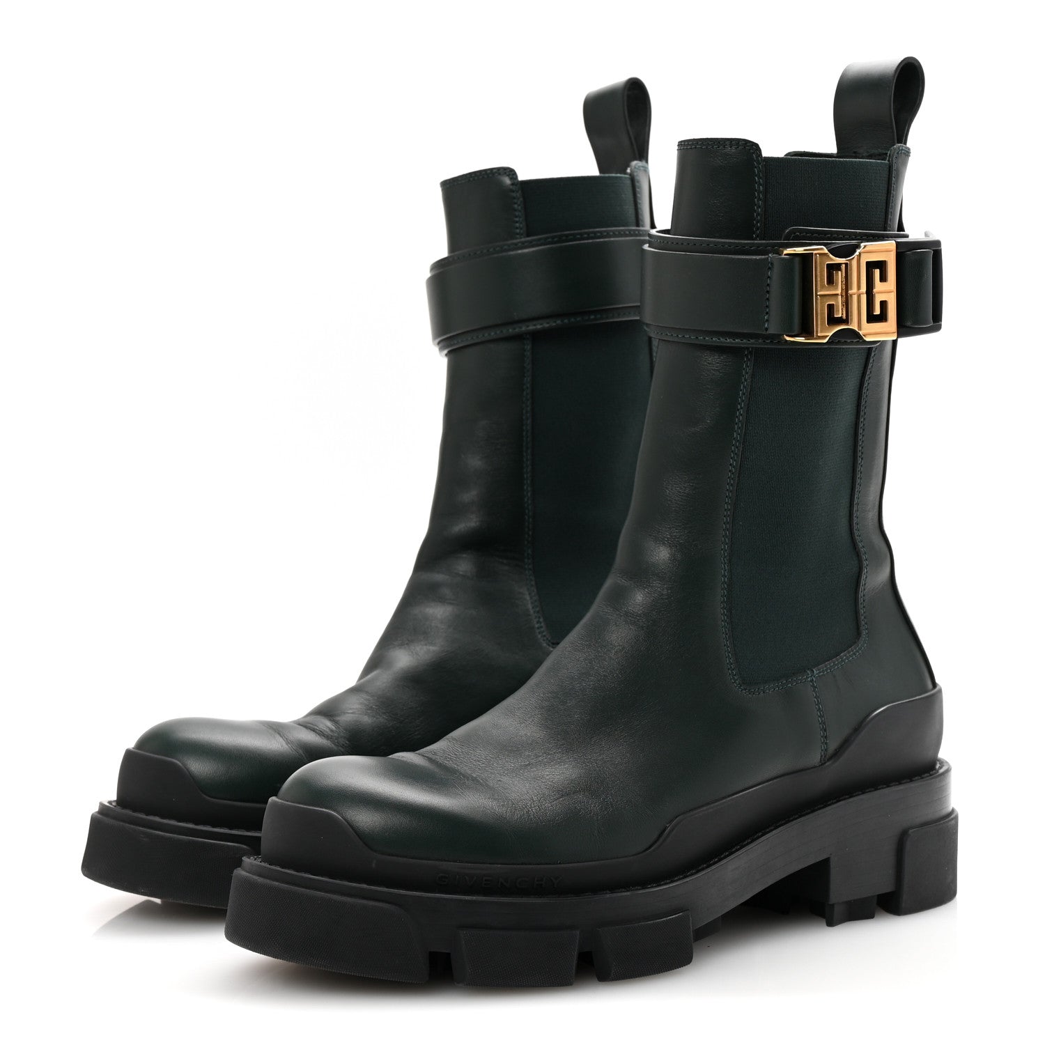 Givenchy Calfskin 4G Terra Ankle Boots 37 Green Black 4 of 9