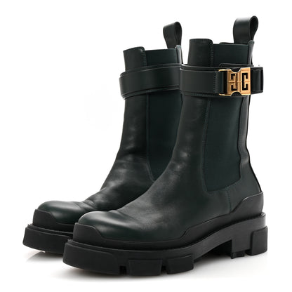 Givenchy Calfskin 4G Terra Ankle Boots 37 Green Black 4 of 9