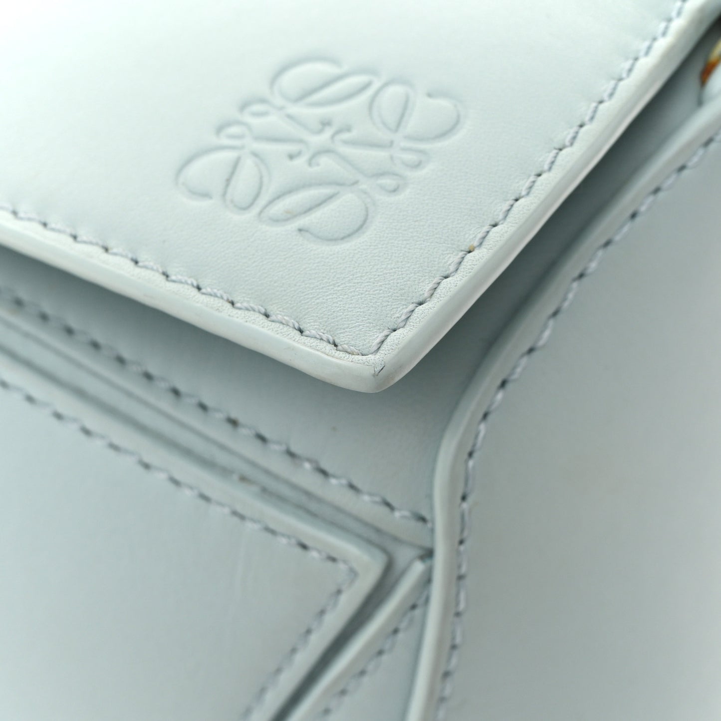 Grained Calfskin Small Puzzle Bag Aquamarine