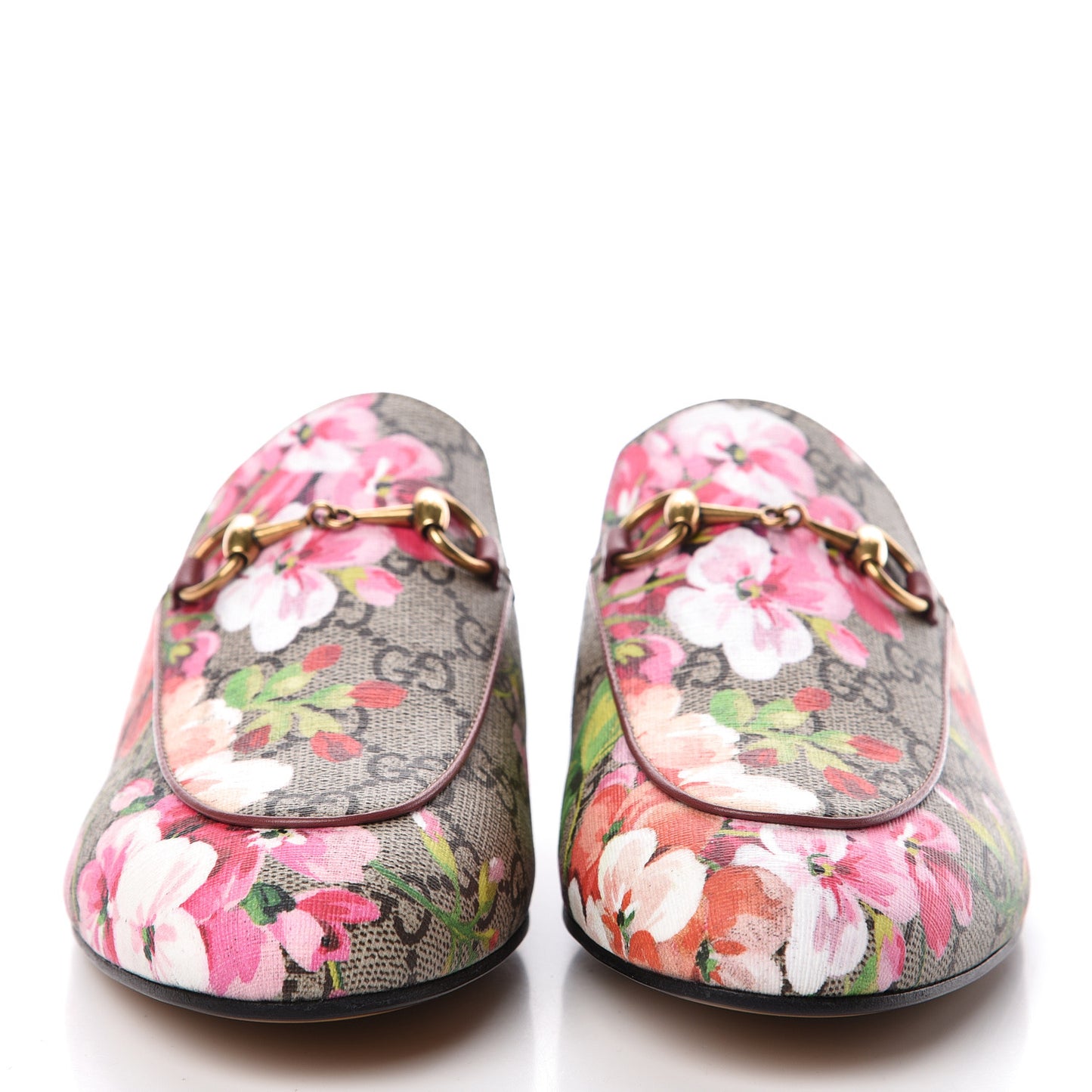 GG Supreme Monogram Blooms Womens Princetown Slippers 36.5 Beige Multicolor Dry Rose