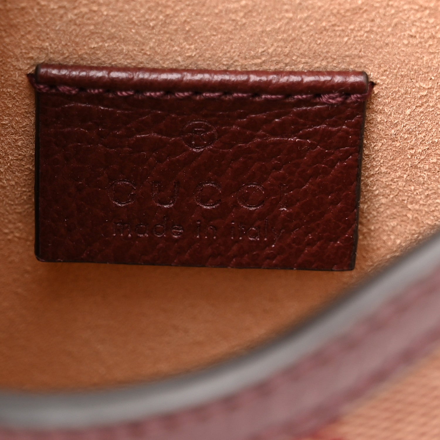 Gucci Monogram Textured Dollar Calfskin Mini Horsebit 1955 Crossbody Bag Sahara Rubino Chardonnay 6 of 10