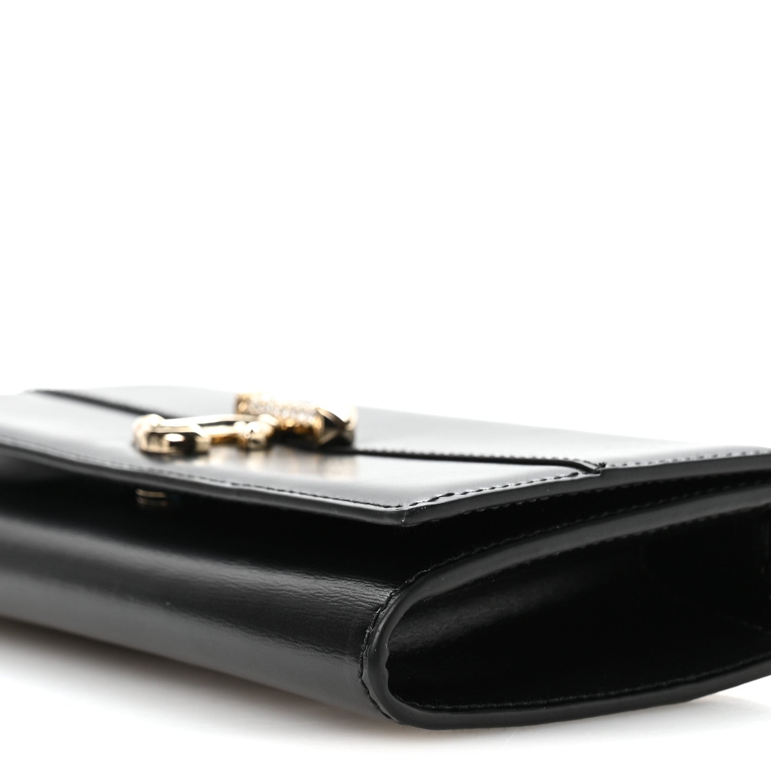 Jimmy Choo Box Calfskin Varenne Pearl Avenue Chain Clutch Black