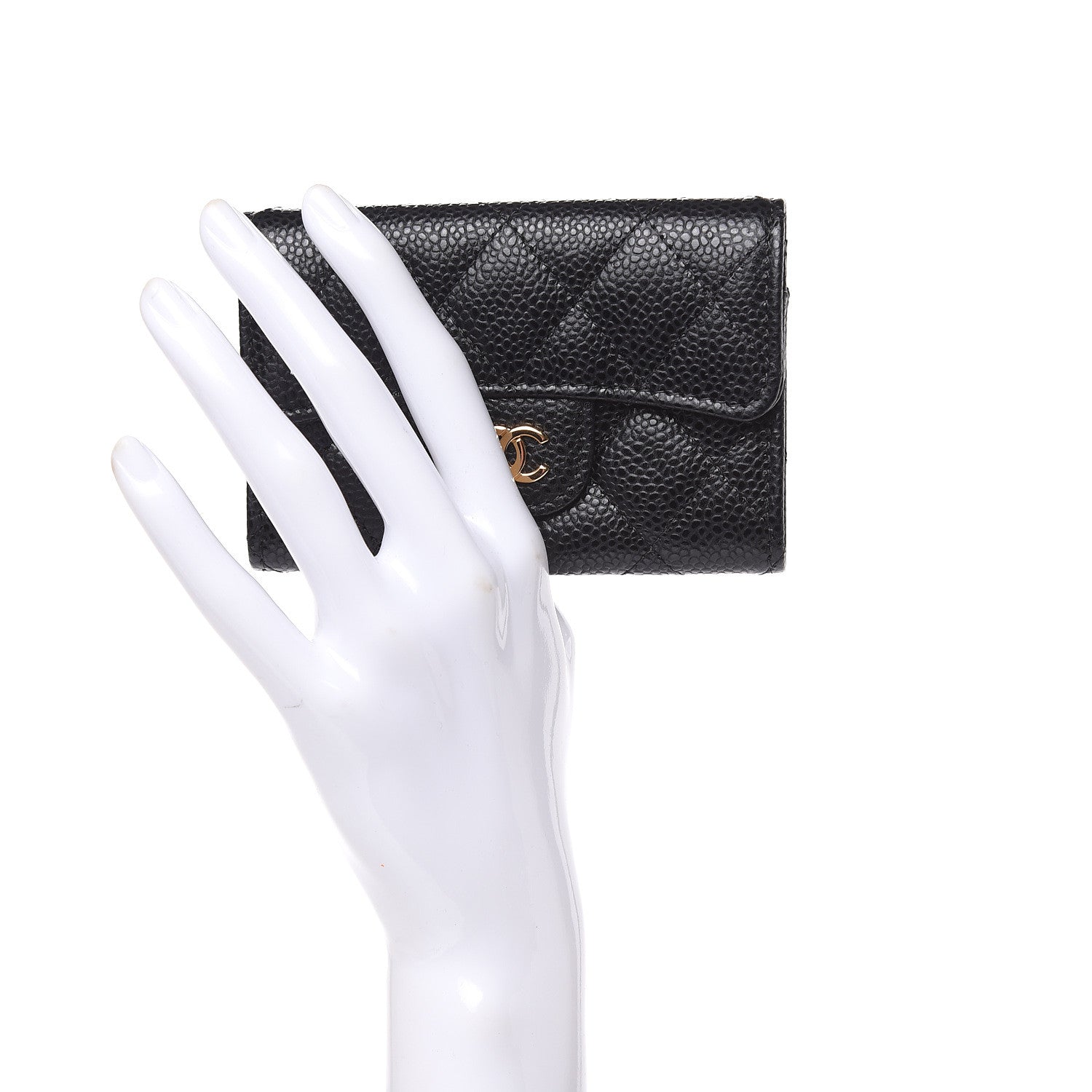 Chanel Caviar Quilted Flap Card Holder Wallet Black 2 of 9