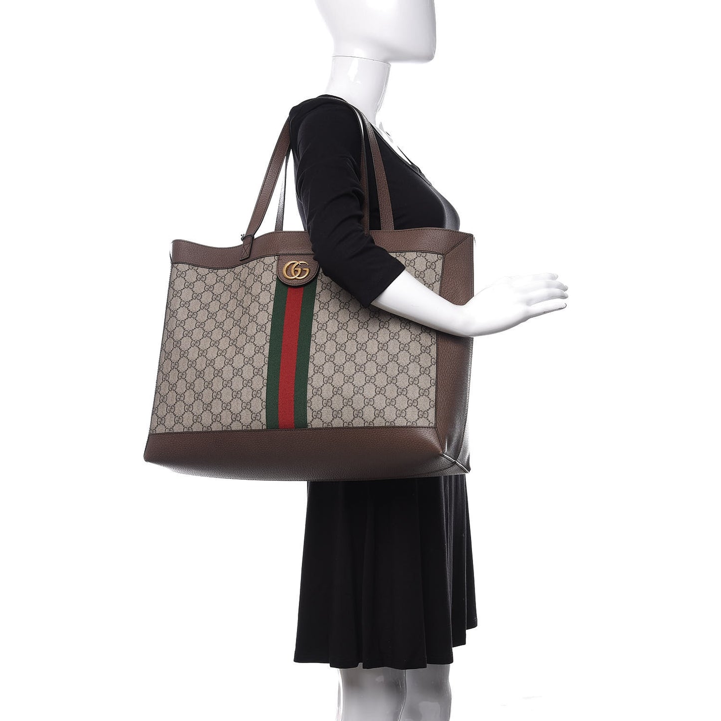 GG Supreme Monogram Web Large Ophidia Tote Brown