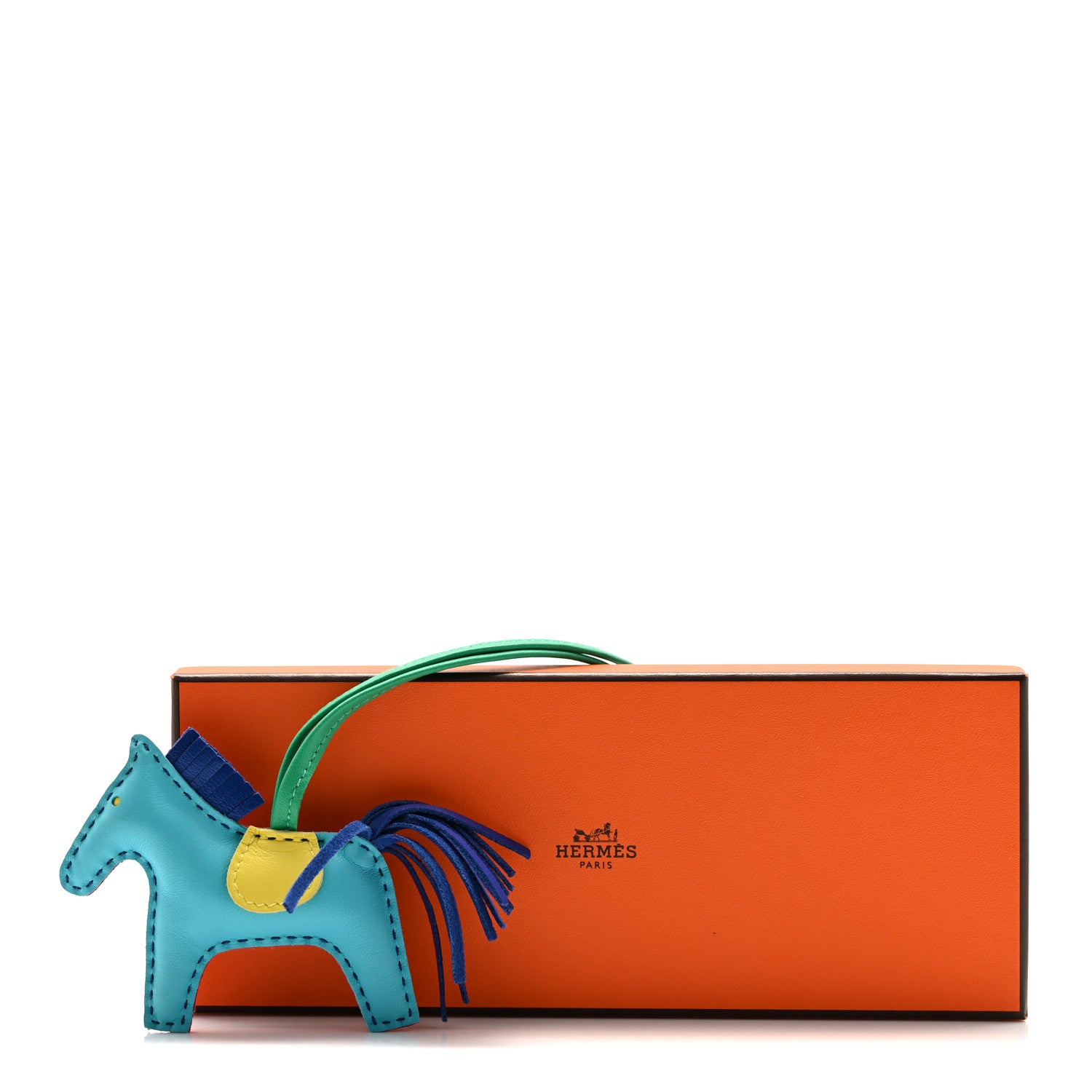 Hermes Milo Lambskin Grigri Rodeo Horse Bag Charm PM Rose Shocking Bleu Azteque Bleu Electrique Menthe Soufre Violet 4 of 4