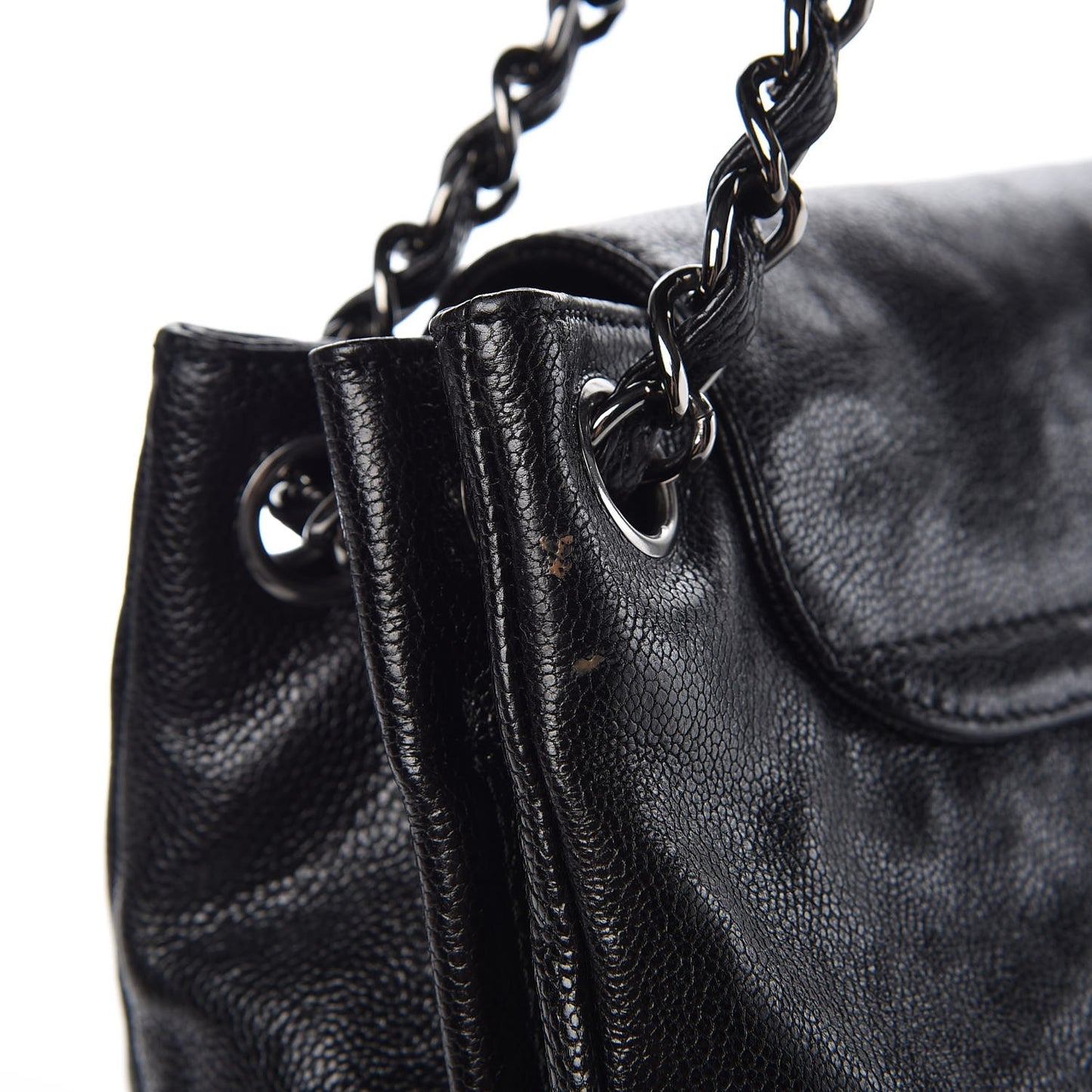 Glazed Caviar Pocket In The City Tote Black