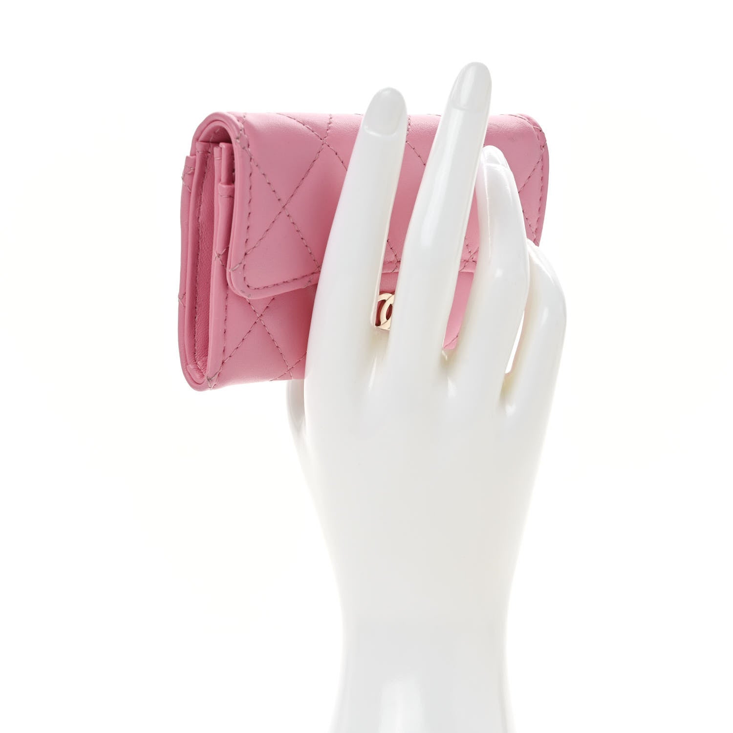 Chanel Lambskin Quilted Flap Card Holder Wallet Pink 2 of 11