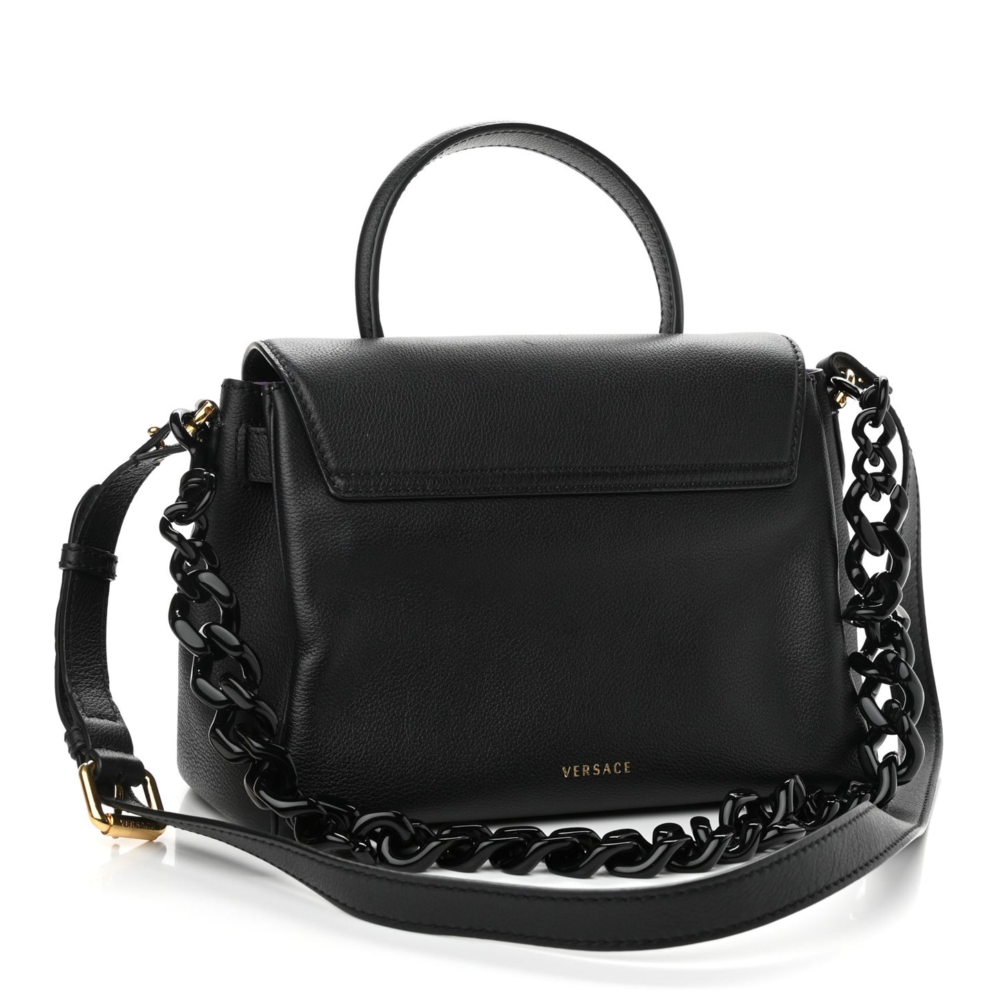 Calfskin Medium La Medusa Top Handle Handbag Black Lilac