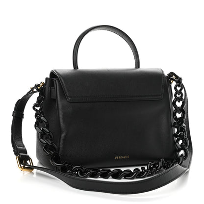Versace Calfskin Medium La Medusa Top Handle Handbag Black Lilac 3 of 11