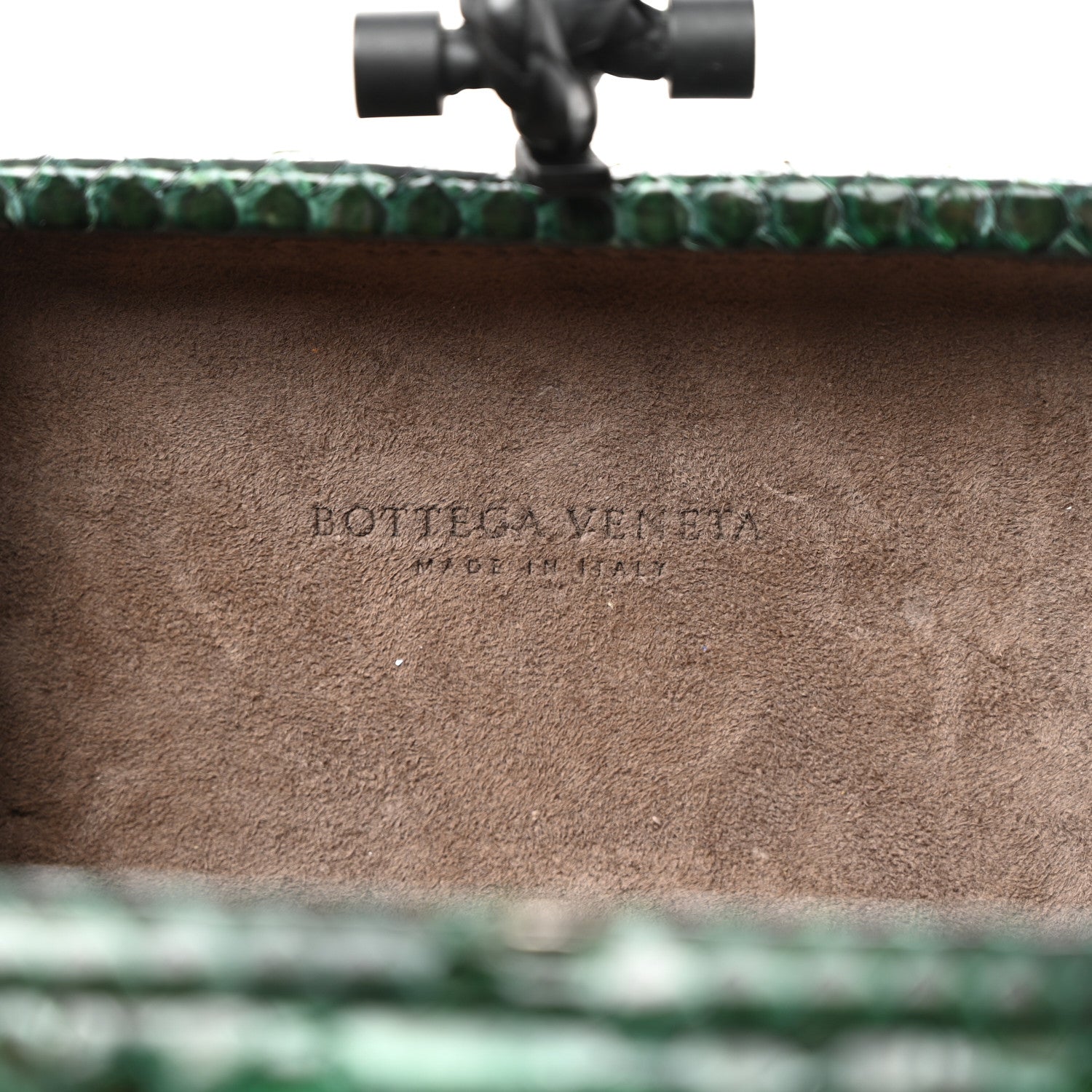 Bottega Veneta Snakeskin Passamaneria Woven Knot Clutch Emerald 6 of 6