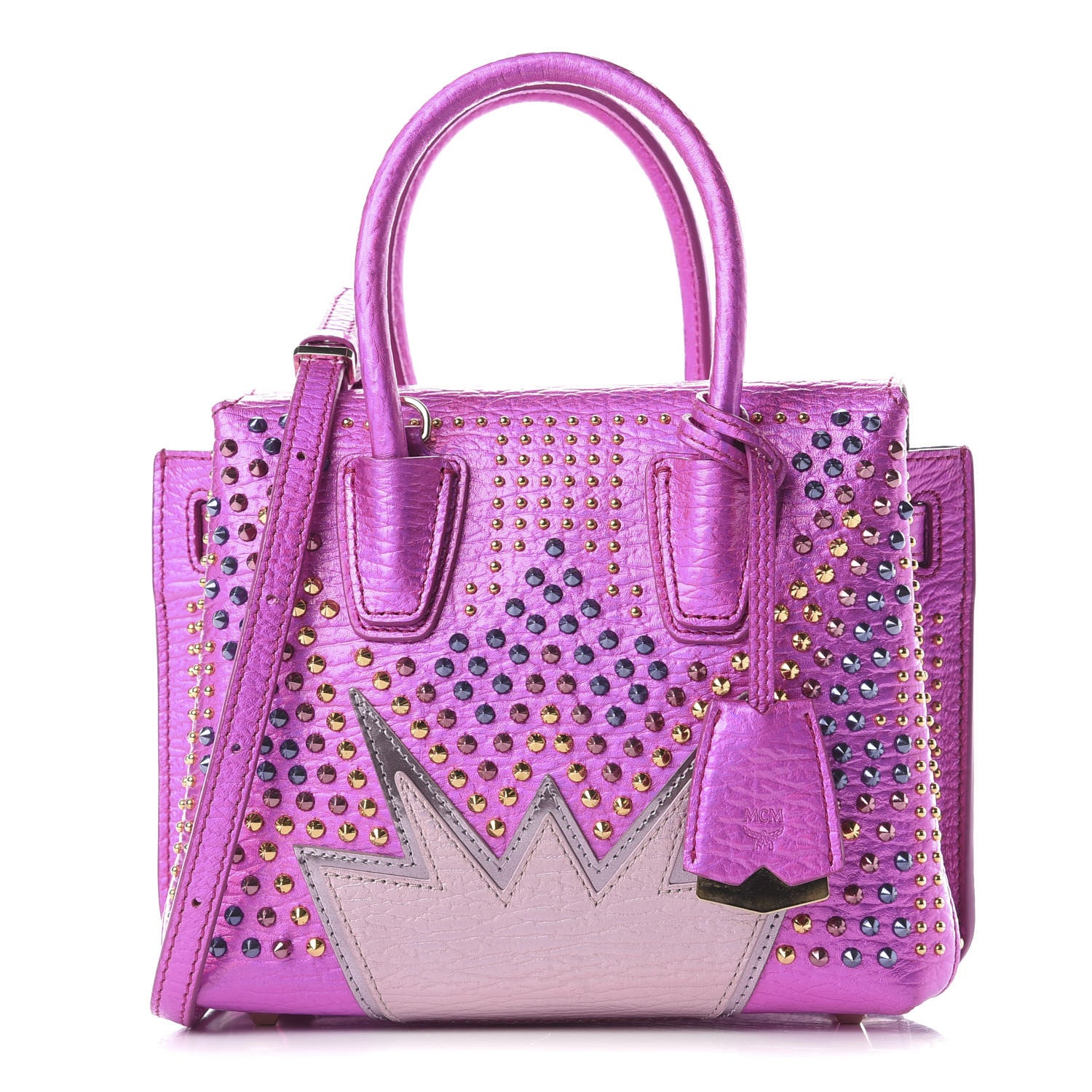 MCM Metallic Calfskin Cyber Studs Mini Milla Tote Electric Pink 1 of 8