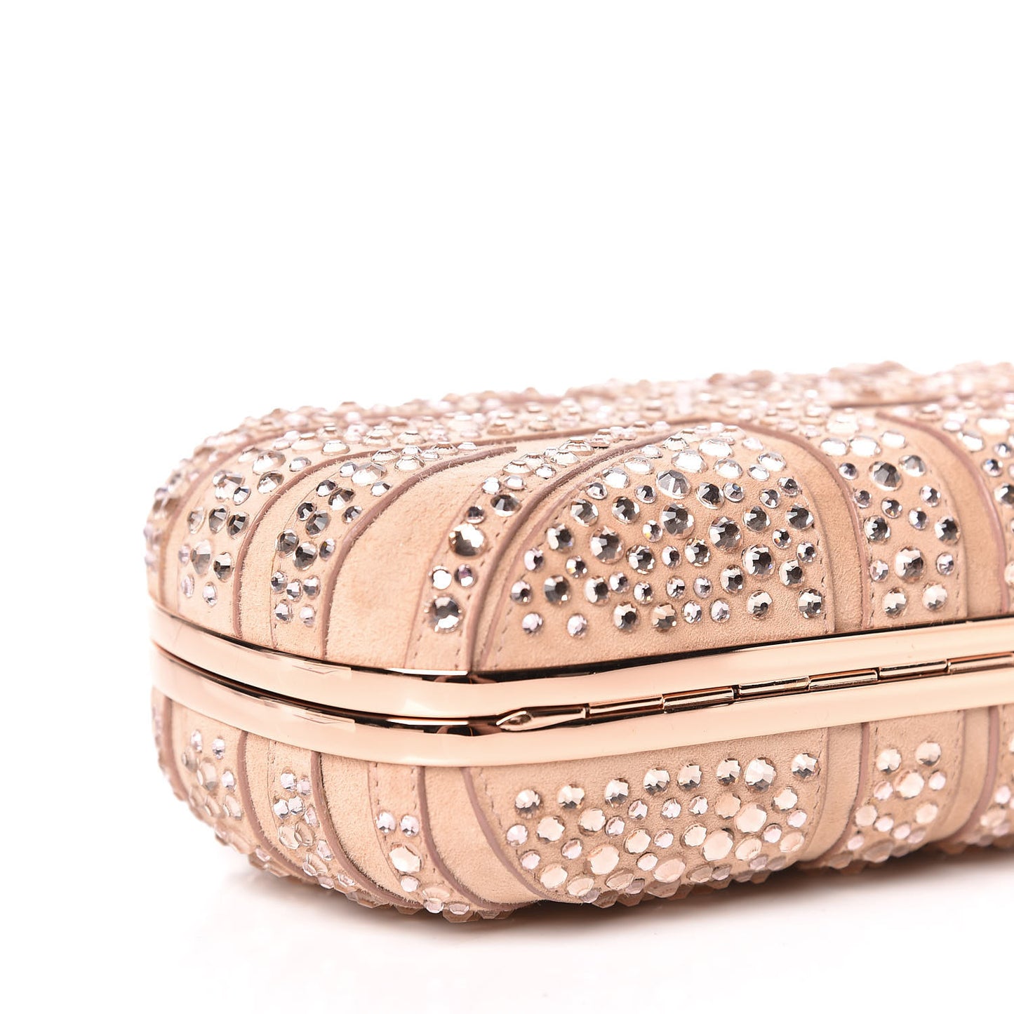 Suede Crystal Britannia Skull Box Clutch Pink
