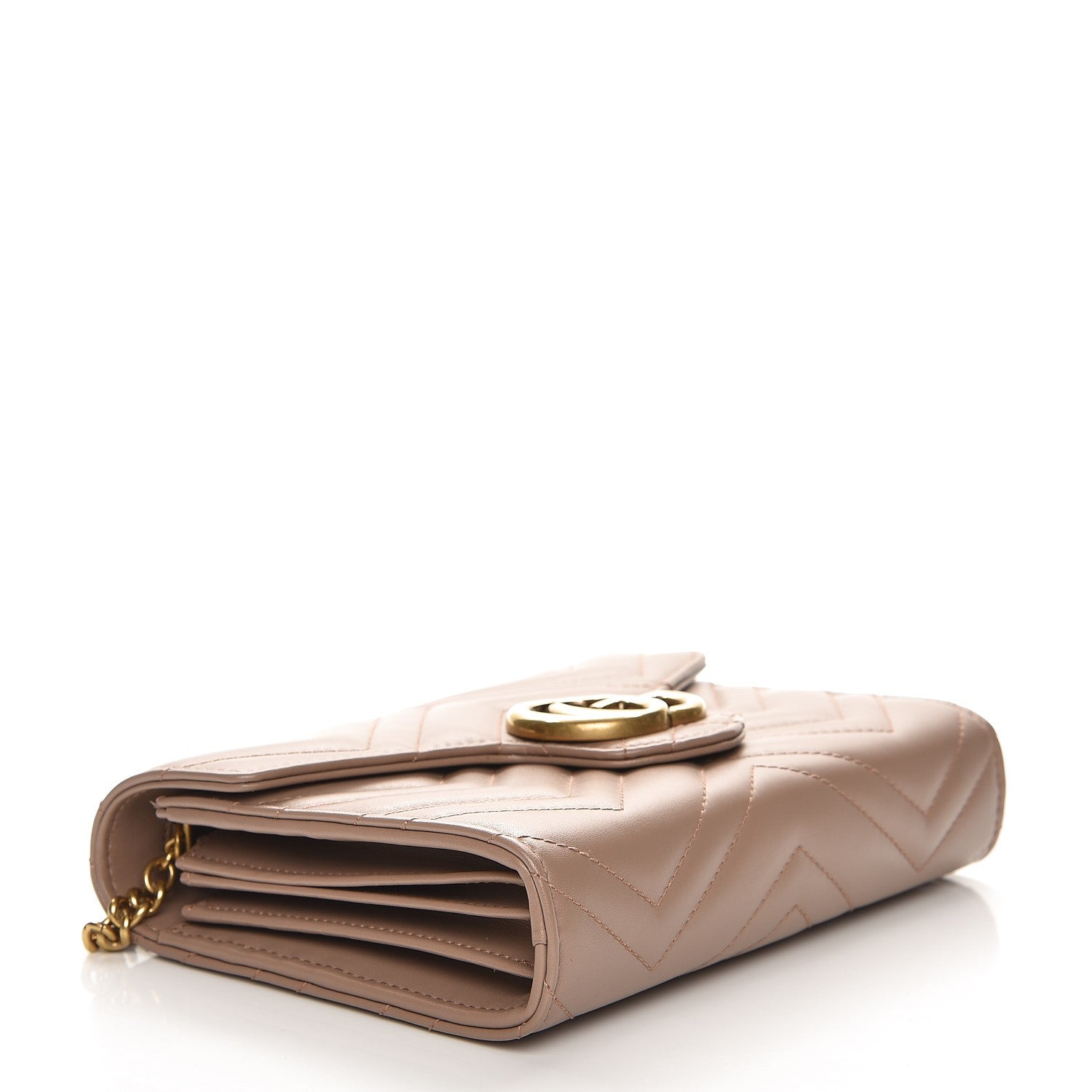 Gucci Calfskin Matelasse GG Marmont Chain Wallet Porcelain Rose 4 of 7