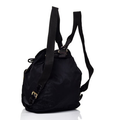 Prada Tessuto Nylon Crocodile Embossed Calfskin Cinch Backpack Black 5 of 14
