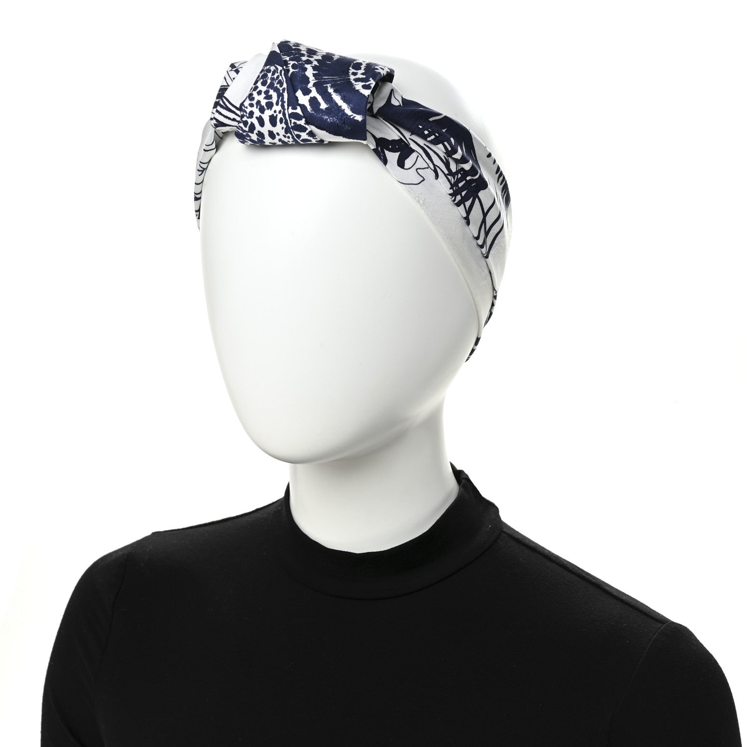 Hermes Silk Nijinski Headband M White Marine 2 of 4