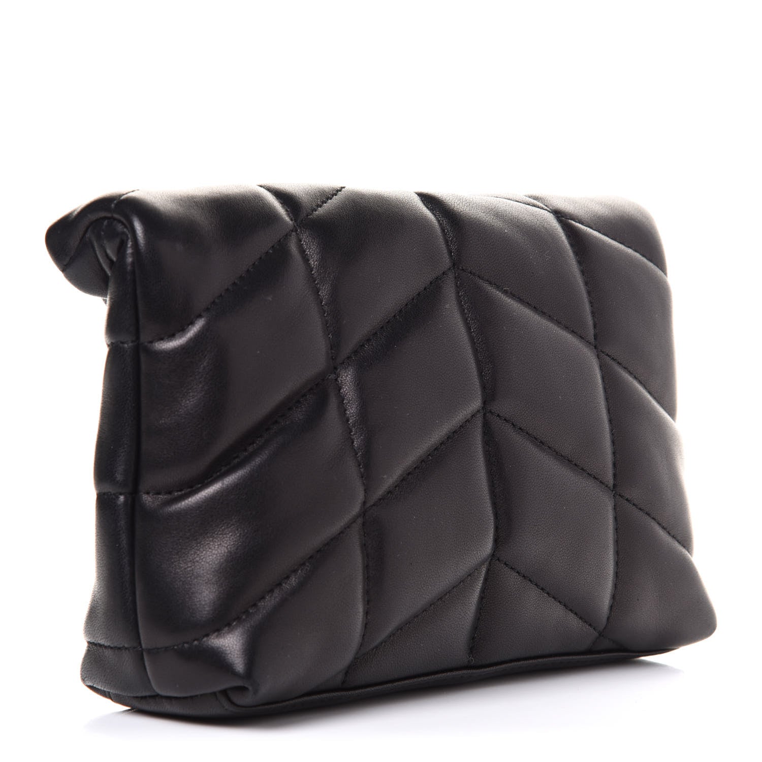 Saint Laurent Lambskin Monogram Loulou Puffer Pouch Clutch Black 3 of 12