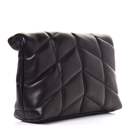 Saint Laurent Lambskin Monogram Loulou Puffer Pouch Clutch Black 3 of 12
