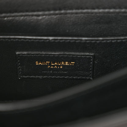 Saint Laurent Raffia Calfskin Mini Classic Monogram Cassandra Top Handle Black Natural 6 of 10